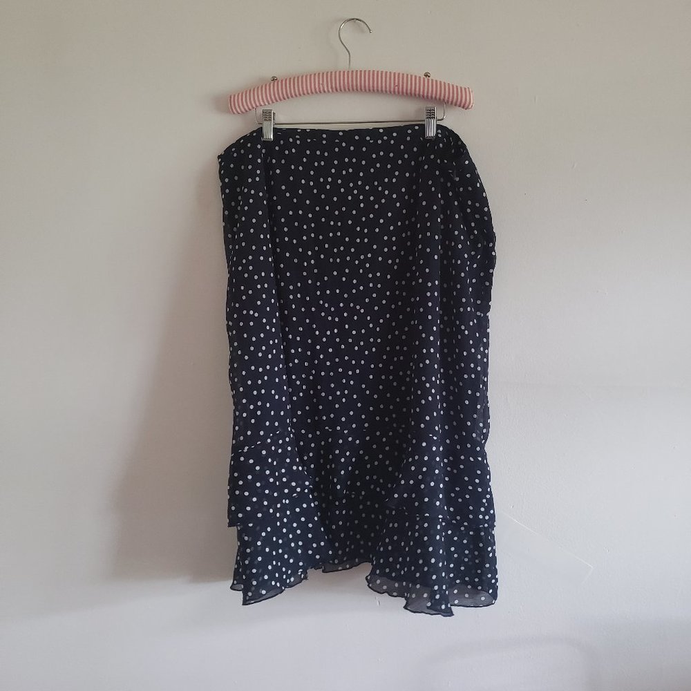 Airy Navy Blue Polka Dot Skirt